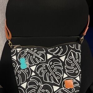 Jana Lam Black and White Monstera Shoulder Bag